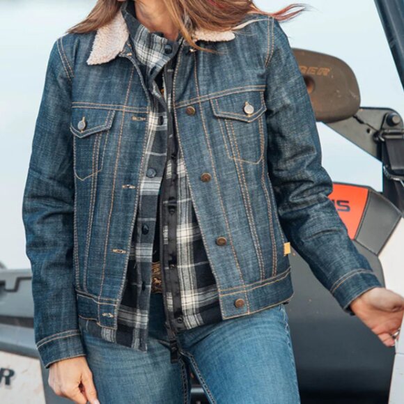 STS Ranchwear Women's Denim Jacket, Medium  Sherpa Fleece Lining and Collar NEW - Picture 2 of 8